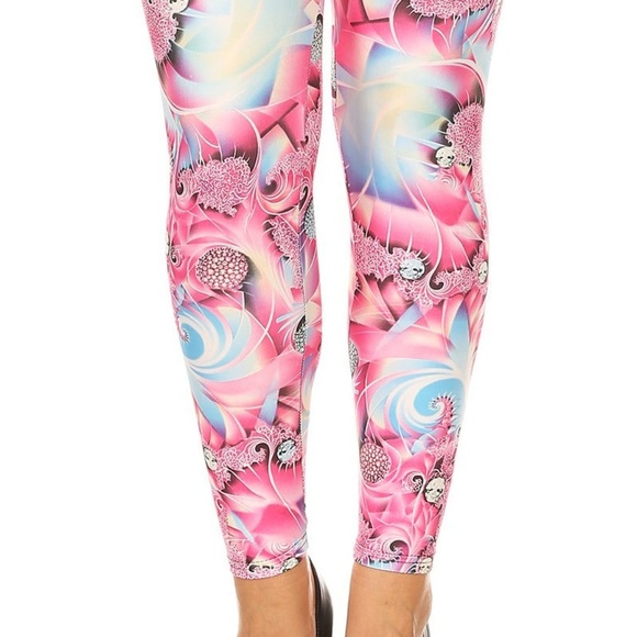 LUCKY FASHION ABSTRACT SOFT LEGGINGS SLIM PANTS PK - Picture 6 of 7